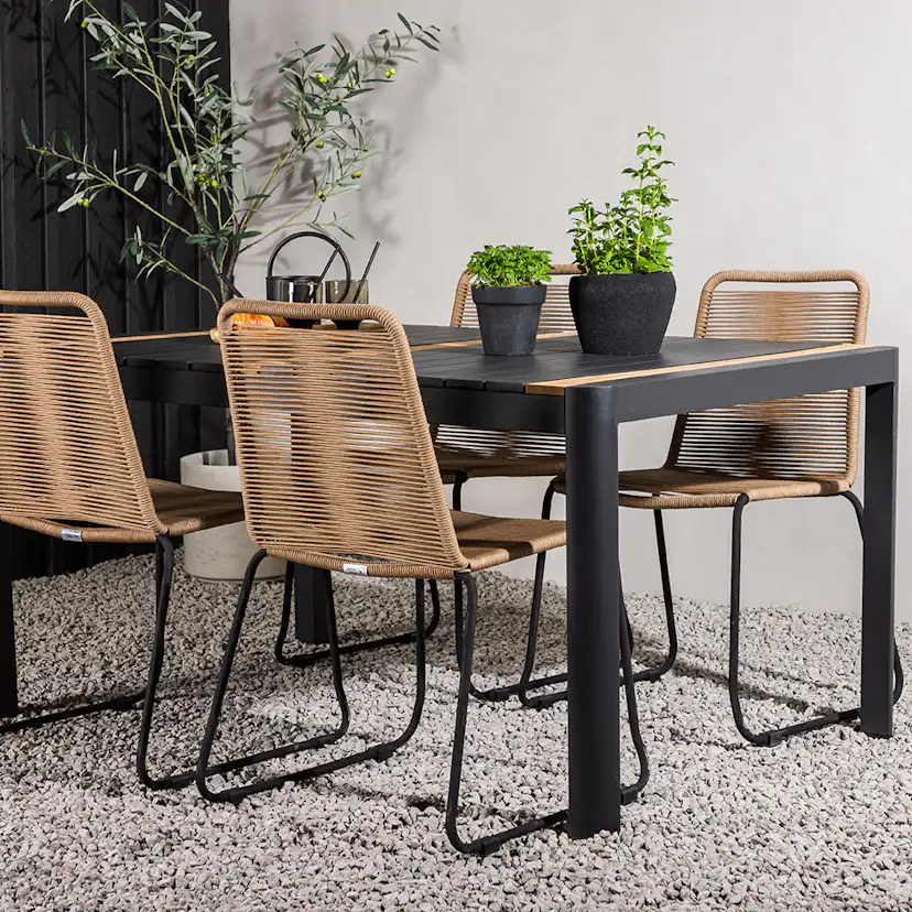 Togo - Dining Table- Black / Teak - Allu / Teak - 150*100 _1 Svart, Natur