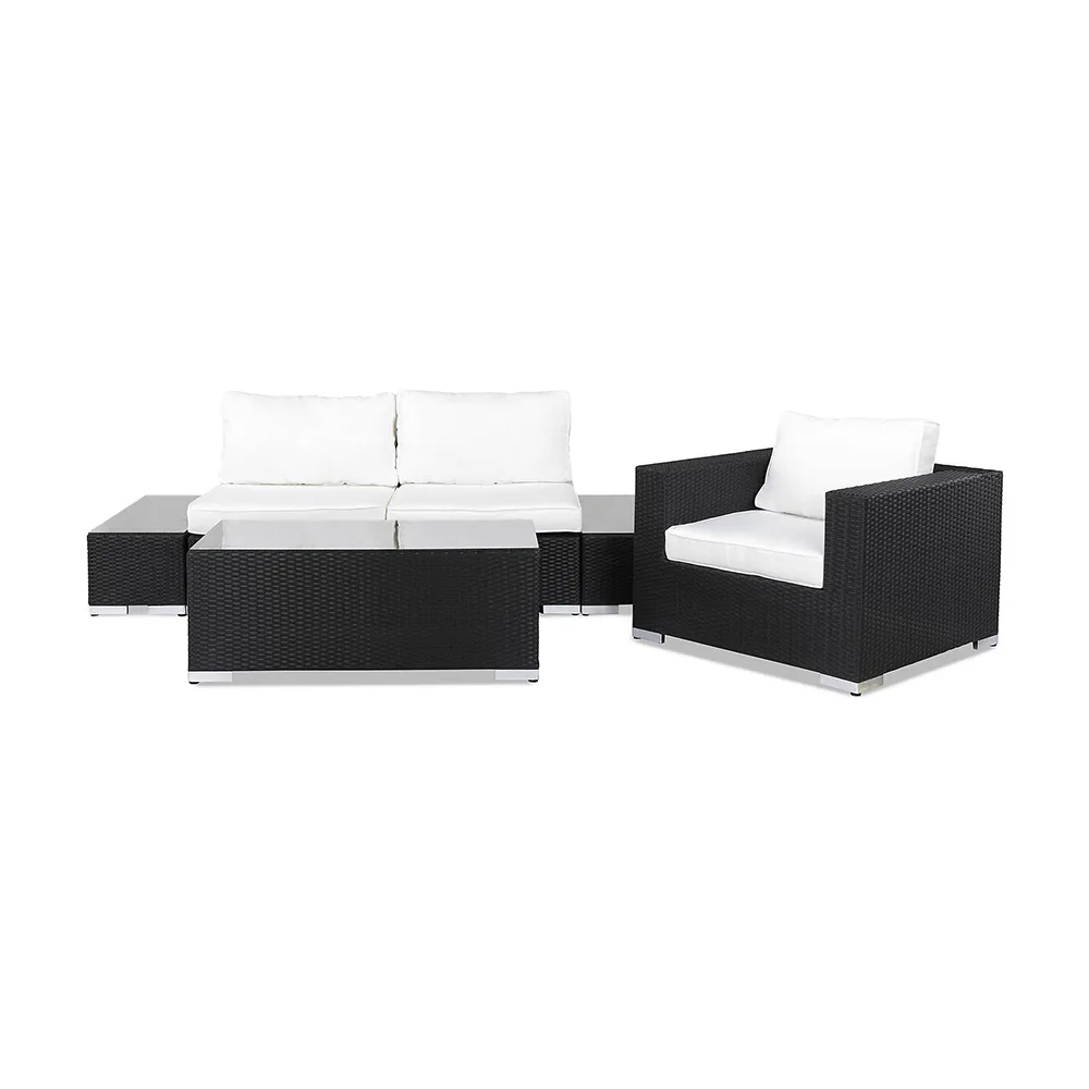 Loungegrupp Comfort Garden Bahamas Soffa 3-sits med Bord Svart/Vit
