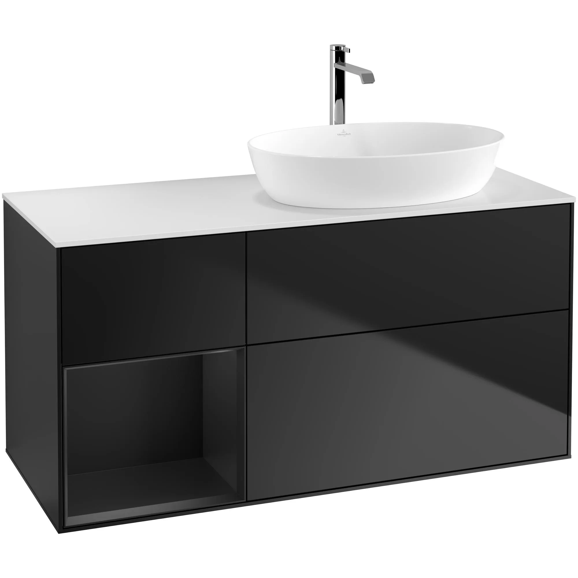 Tvättställsskåp Villeroy & Boch Finion med 3 Lådor Hylla och Bänkskiva för Ocentrerat Tvättställ från Artis & Collaro