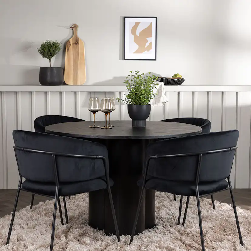 Matgrupp Venture Home Olivia Ø110 cm med 4 st Selma stolar