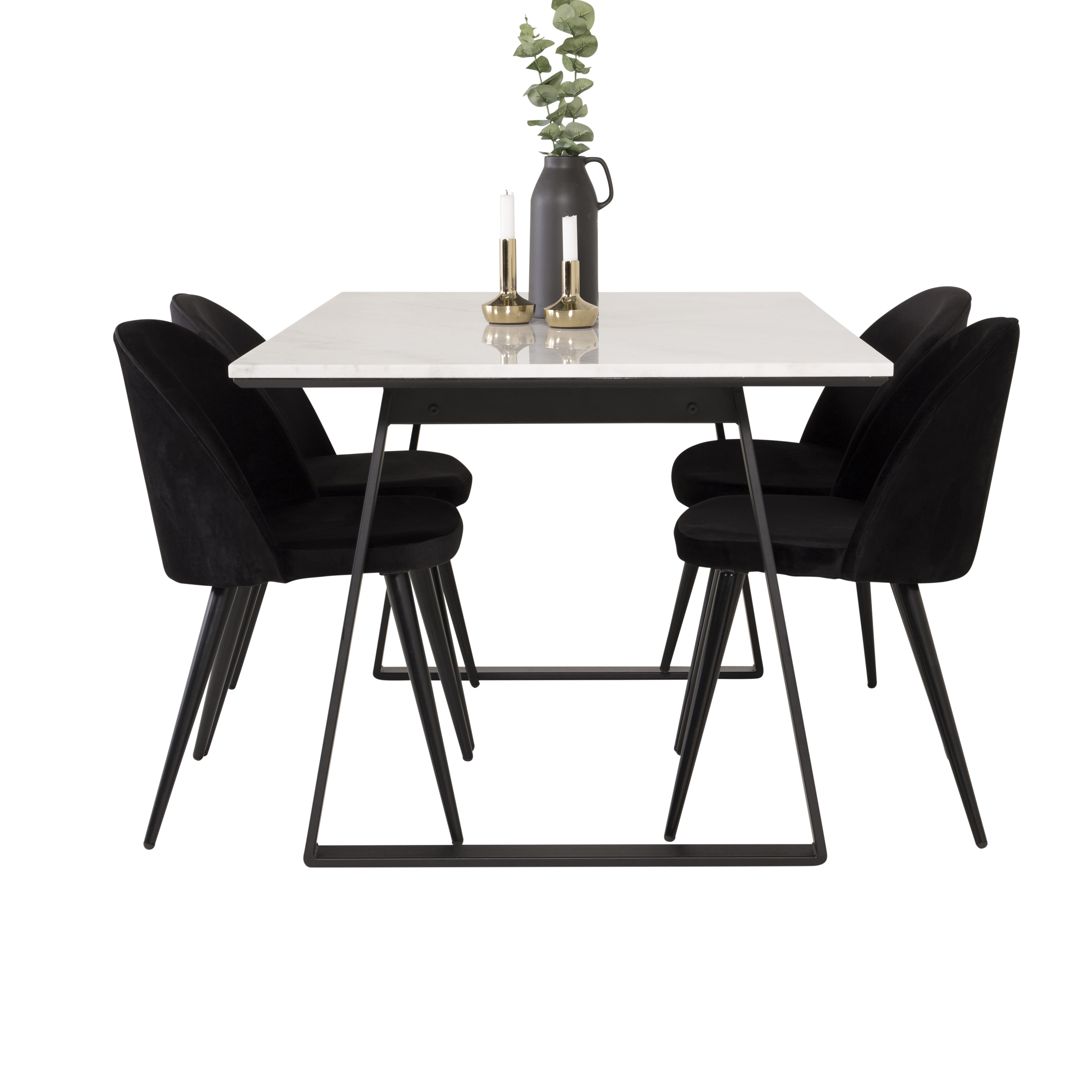 Matgrupp Venture Home Estelle 140 med 4 Valentina Stolar Sammet