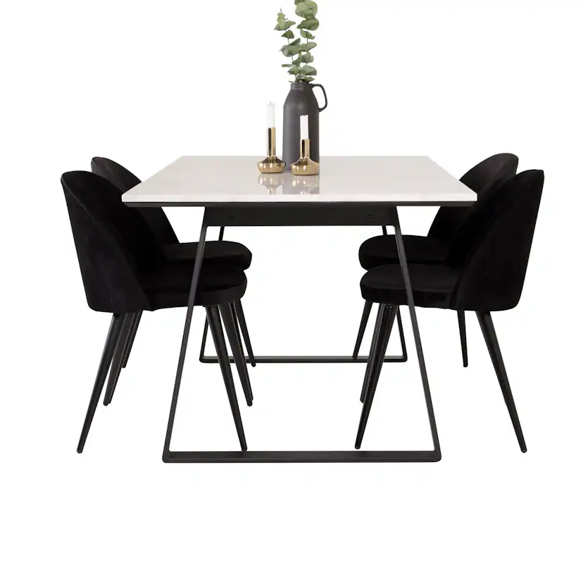 Matgrupp Venture Home Estelle 140 med 4 Valentina Stolar Sammet