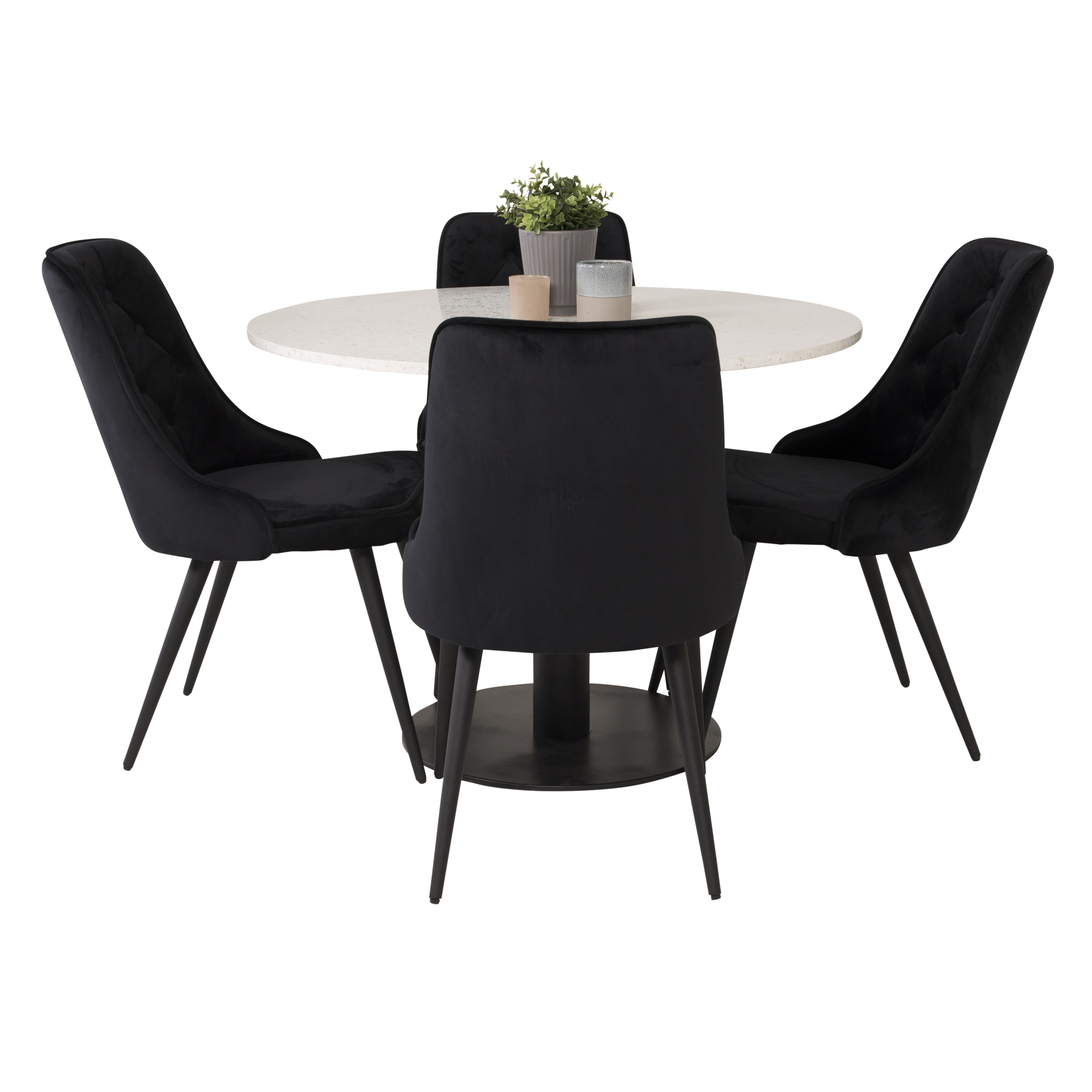 Matgrupp Venture Home Roxanna Vit Bord med 4 Vera Stolar Sammet