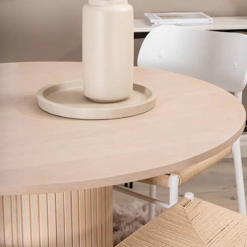 Matgrupp Venture Home Bianca Rund Benvit med 4 Peggy Stolar