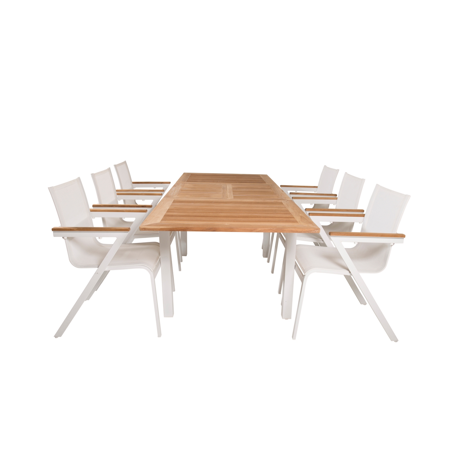 Panama Dining Table 160/240*90 - White Alu / Teak+Mexico Arm Blanka Ben