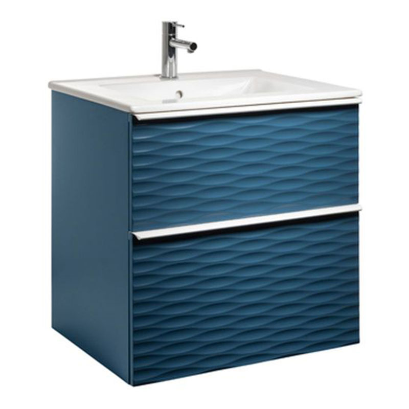 ISELLA AQUA WAVE 60 Blå , HANDTAG VITT MATT, handfat PORSLIN BxHxD: 613x610x464 mm, Petroleumblå, Tvättställ: Porslin, Handtag: Mattvit