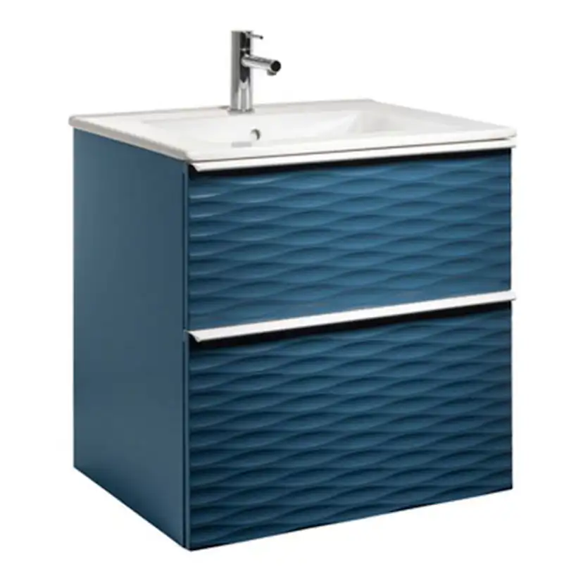 ISELLA AQUA WAVE 60 Blå , HANDTAG VITT MATT, handfat PORSLIN BxHxD: 613x610x464 mm, Petroleumblå, Tvättställ: Porslin, Handtag: Mattvit
