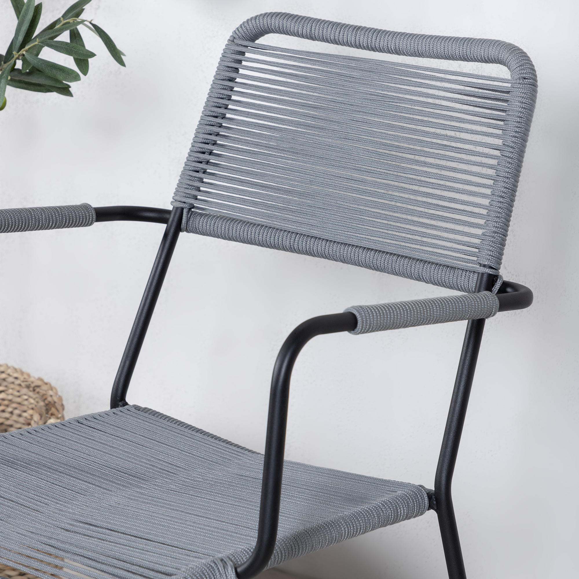 Trädgårdsstol Venture Home Leon Aluminumstol för Utomhusbruk Svart/Grå