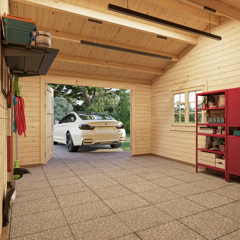 Roger 19,0+33,2 m2 with wooden gate PNT9016W2 Målad vit RAL9016