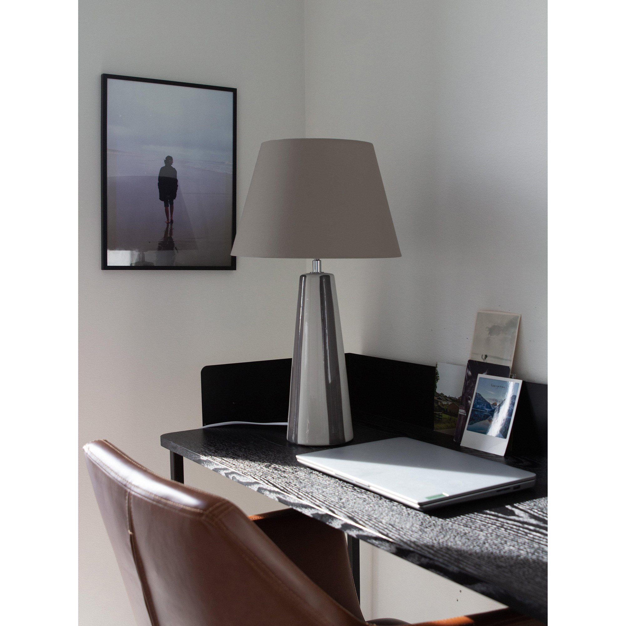 Bordsslampa PR Home Leya Randig Lampfot i Keramik med Lampskärm