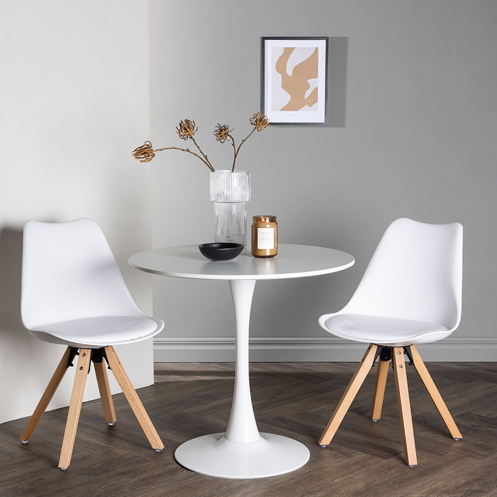 Matgrupp Venture Home Hamden Ø60 cm med 2 st Zeno stolar Vit