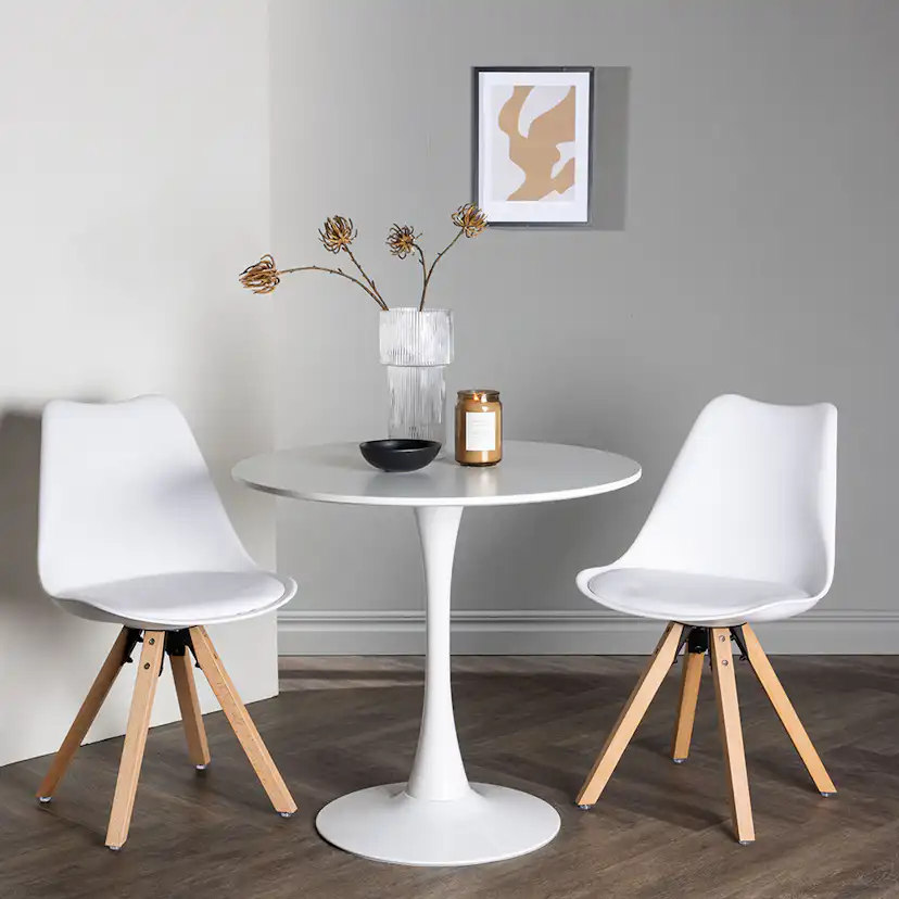 Matgrupp Venture Home Hamden Ø60 cm med 2 st Zeno stolar Vit