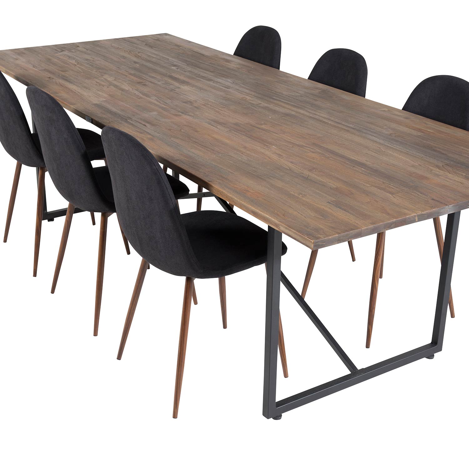Padang Table - Dark Teak / Black+Polar Chair -Black Fabric_6 Teak/Svart/Valnöt