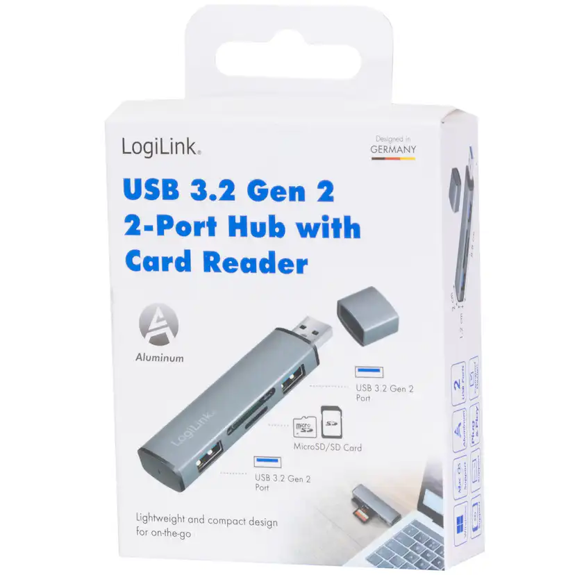 USB-hub LogiLink USB 3.2 Gen2 Minneskortsläsare/USB-A