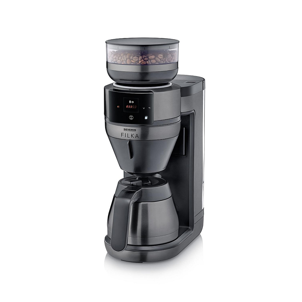 Helautomatisk filterkaffebryggare Severin FILKA 2.0 med termoskanna KA 4855 Dark Inox