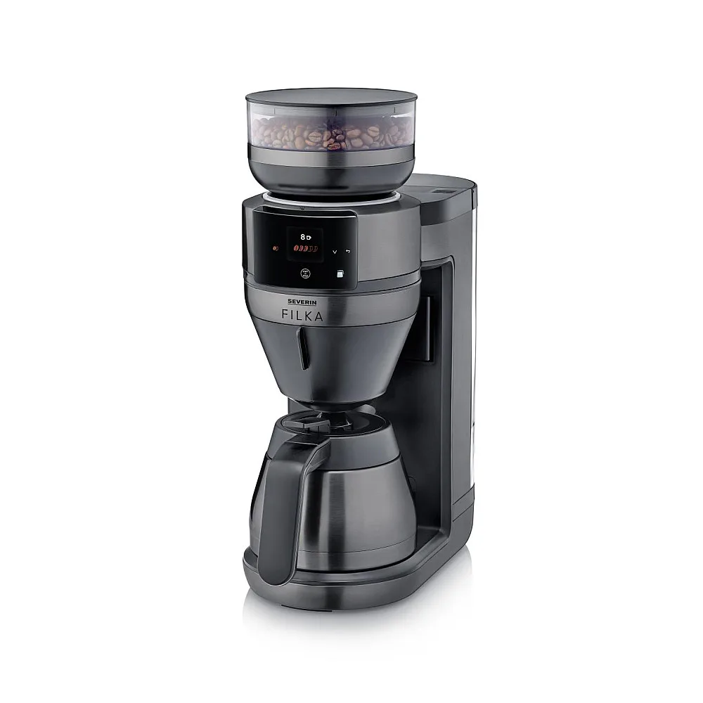 Helautomatisk filterkaffebryggare Severin FILKA 2.0 med termoskanna KA 4855 Dark Inox