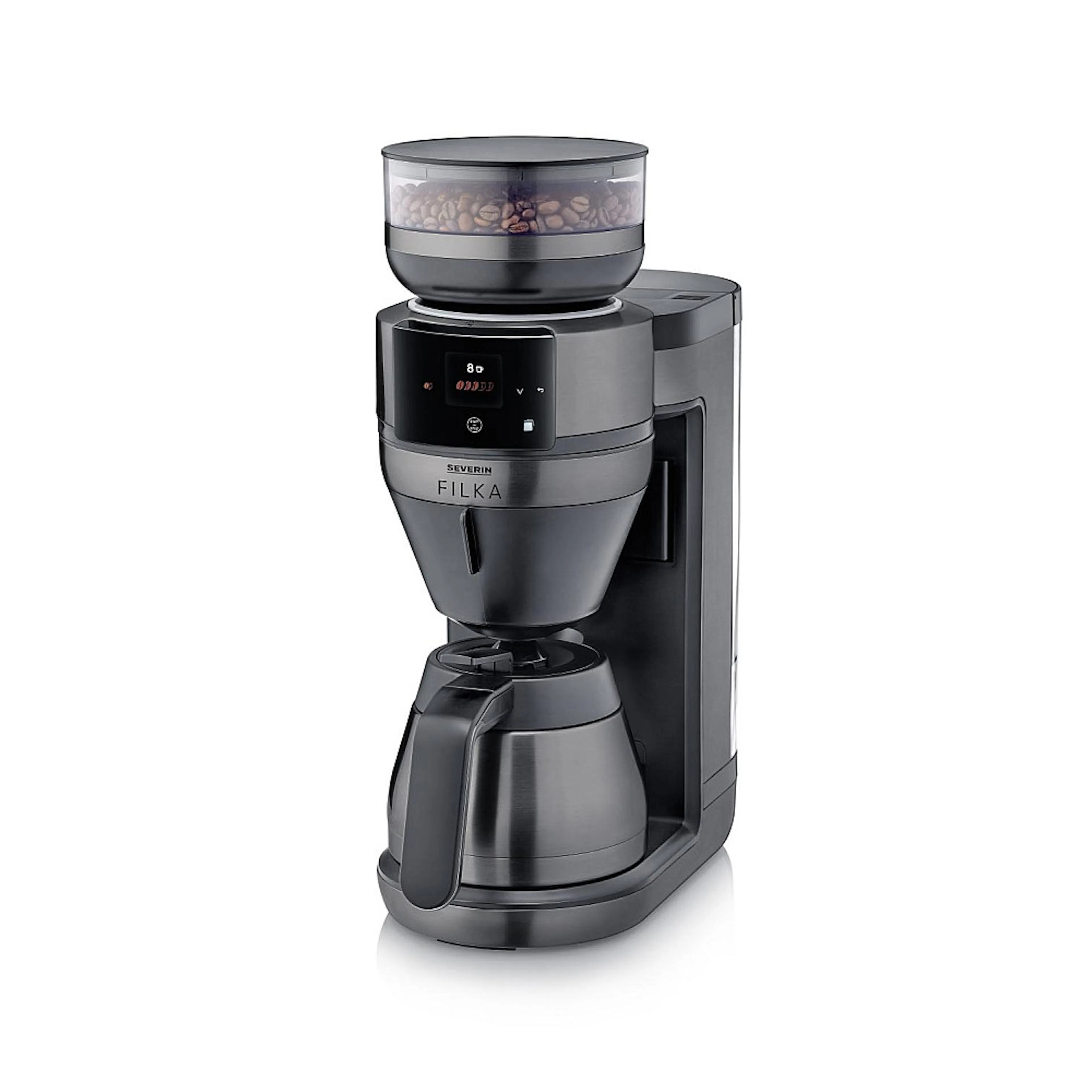 Helautomatisk filterkaffebryggare Severin FILKA 2.0 med termoskanna KA 4855 Dark Inox