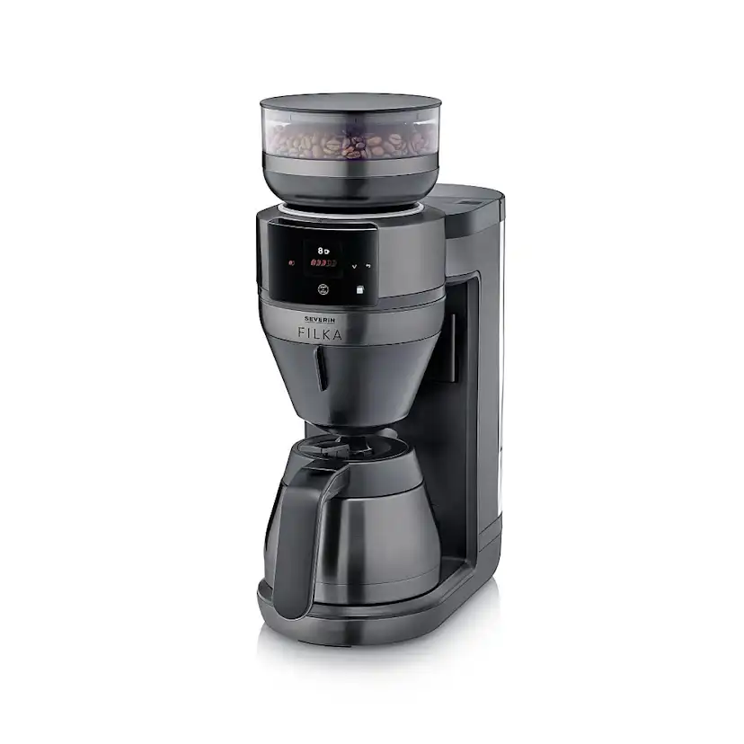 Helautomatisk filterkaffebryggare Severin FILKA 2.0 med termoskanna KA 4855 Dark Inox