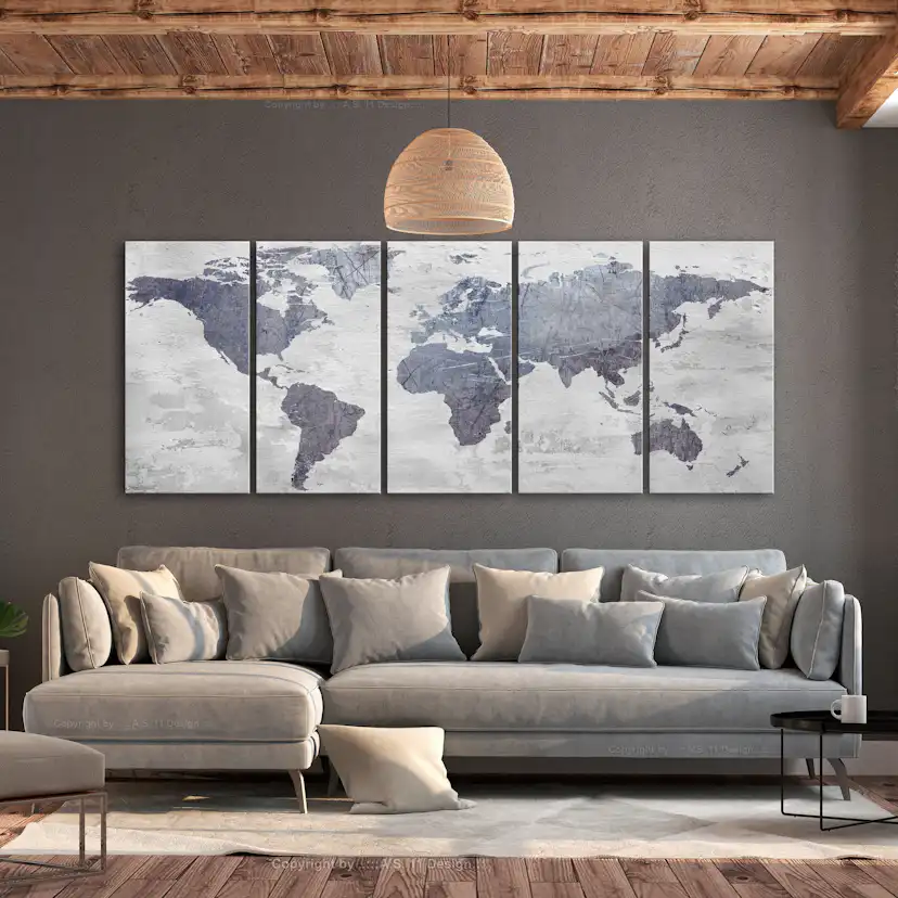 Tavla Arkiio Concrete World Map 5 delar