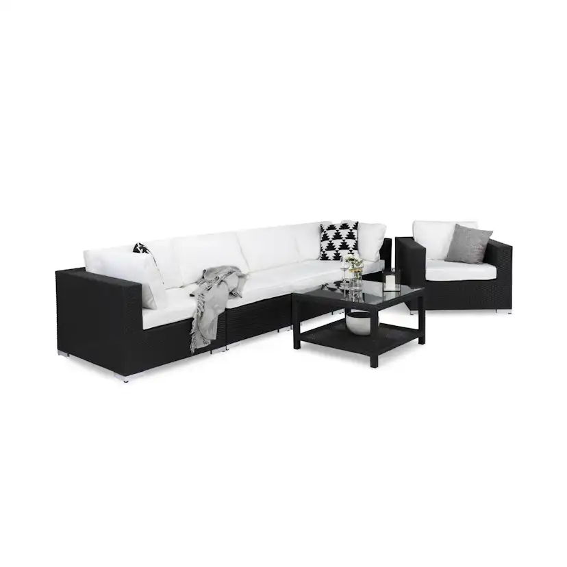 Loungegrupp Comfort Garden Bahamas 5-sits Rak med Fåtölj och Bord 75x75