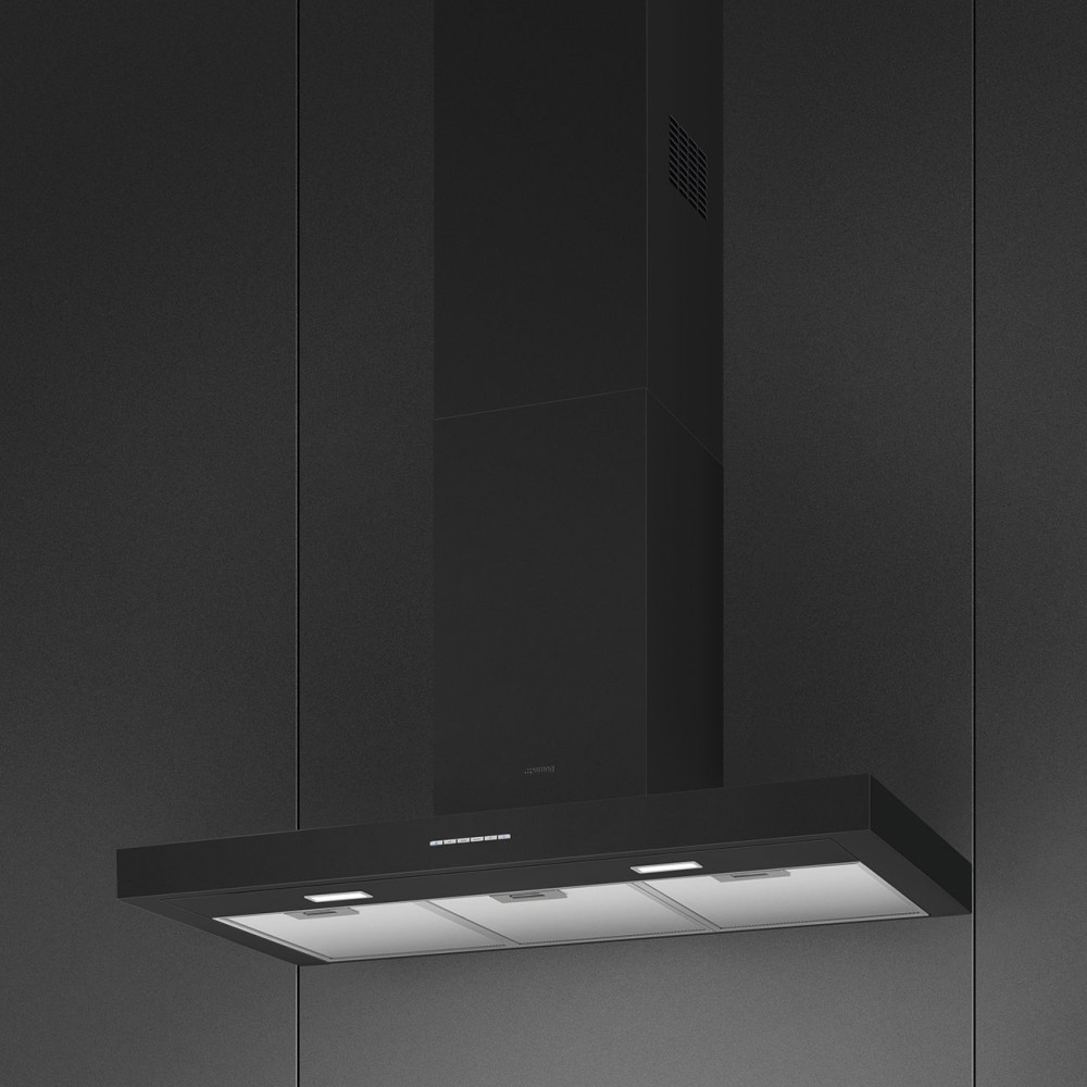 Vägghängd Köksfläkt Smeg KBT900NE Svart Elegant Design