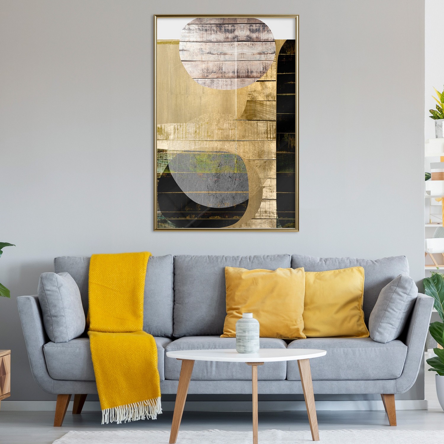 Affisch - Abstract Construction [Poster] 20x30 Guld ram, 20x30 cm