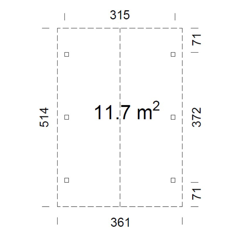 Carport Robert 11,7 m2 Obehandlad