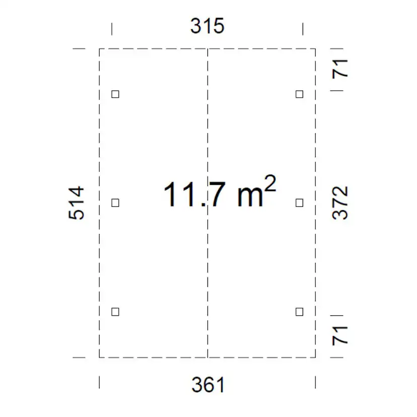 Carport Robert 11,7 m2 Obehandlad