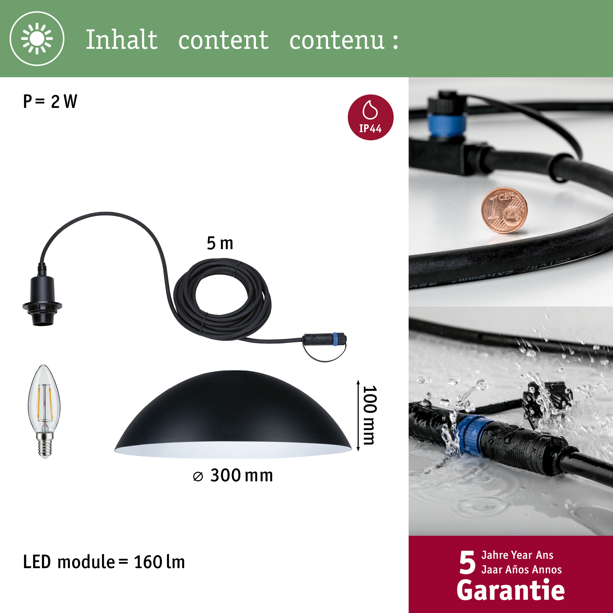 Pendellampa Paulmann Mapalo Plug & Shine IP44 24V