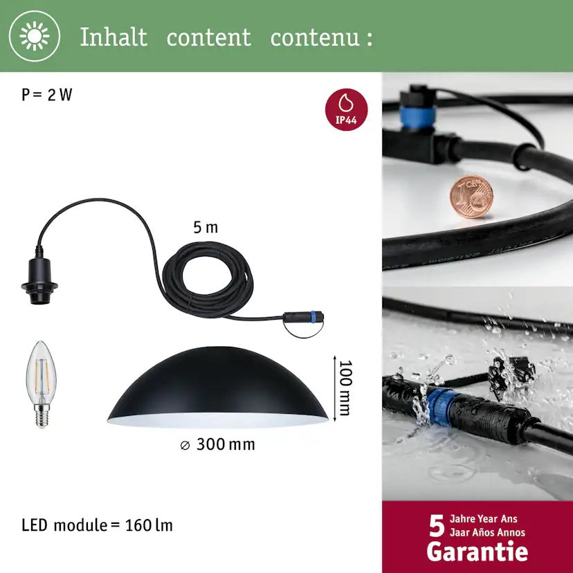 Pendellampa Paulmann Mapalo Plug & Shine IP44 24V