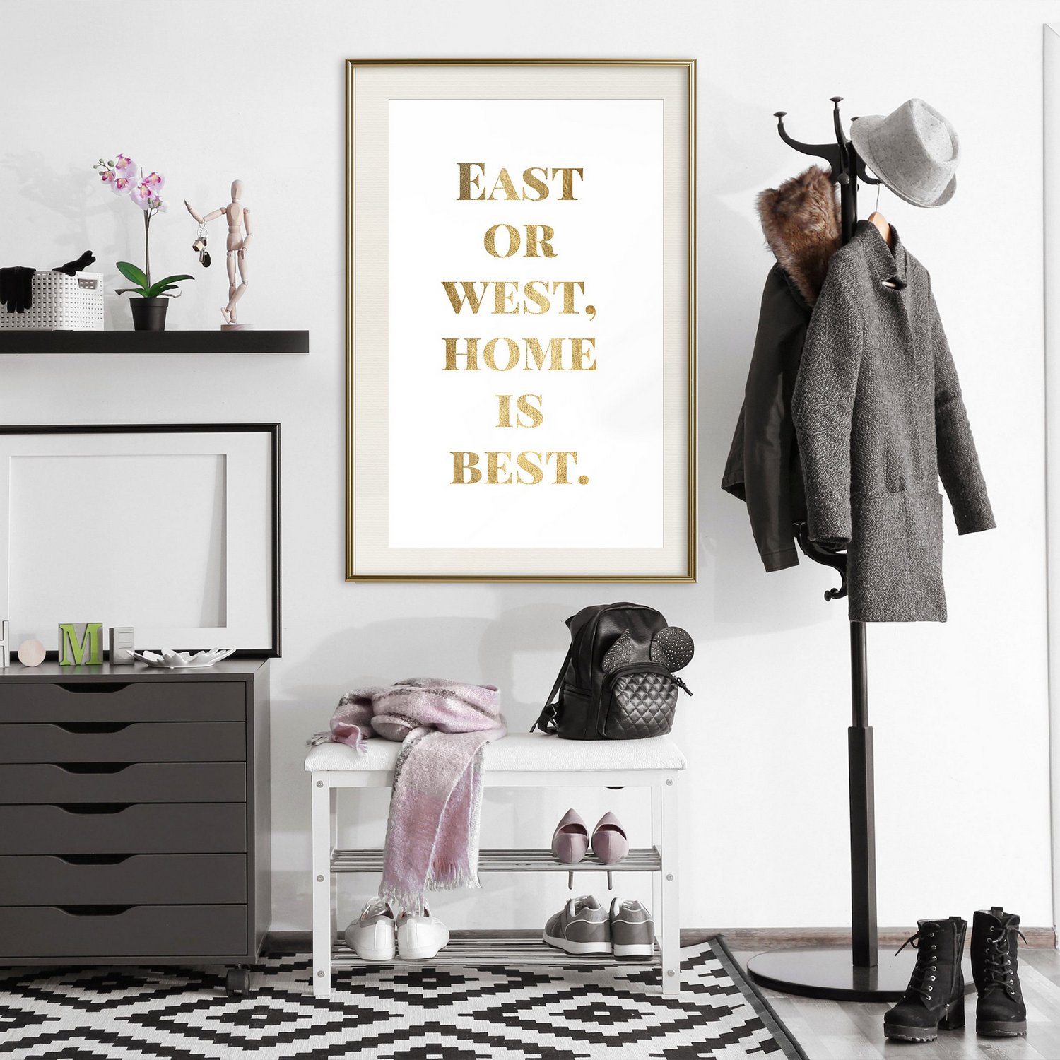 Poster Artgeist Affisch Gold Home Is Best