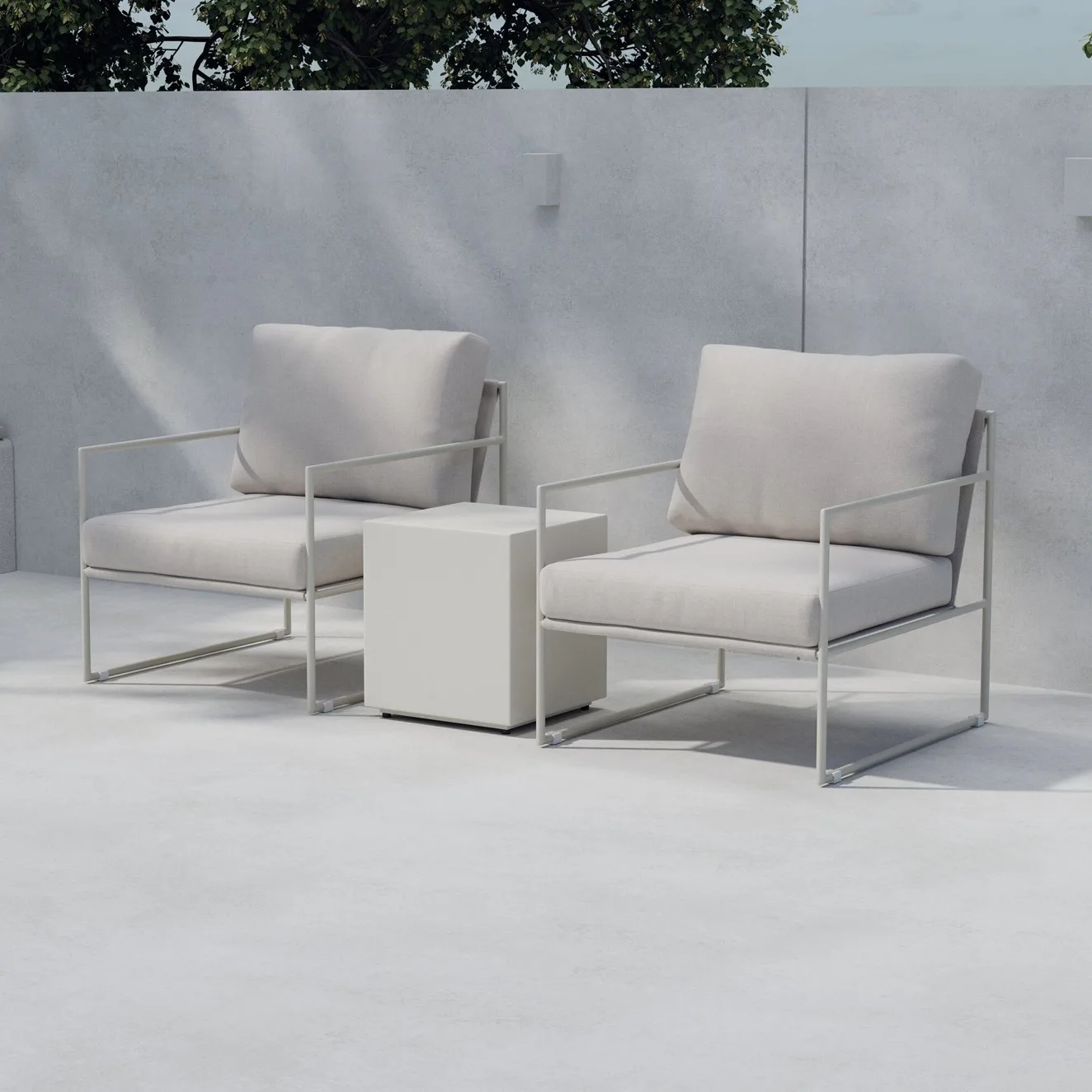 Loungeset Venture Home Lissabon 2st Fåtöljer med Sidobord Utomhus
