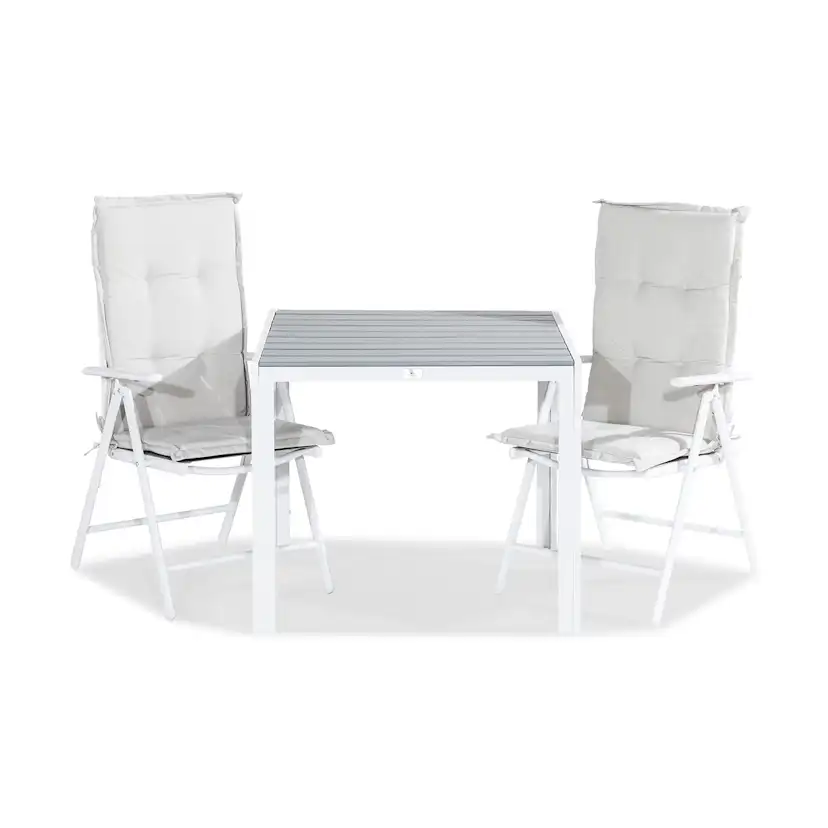 Trädgårdsgrupp Comfort Garden Tunis Matgrupp Utomhus 90x90 + 2 Maggie Positionsstol m Dyna