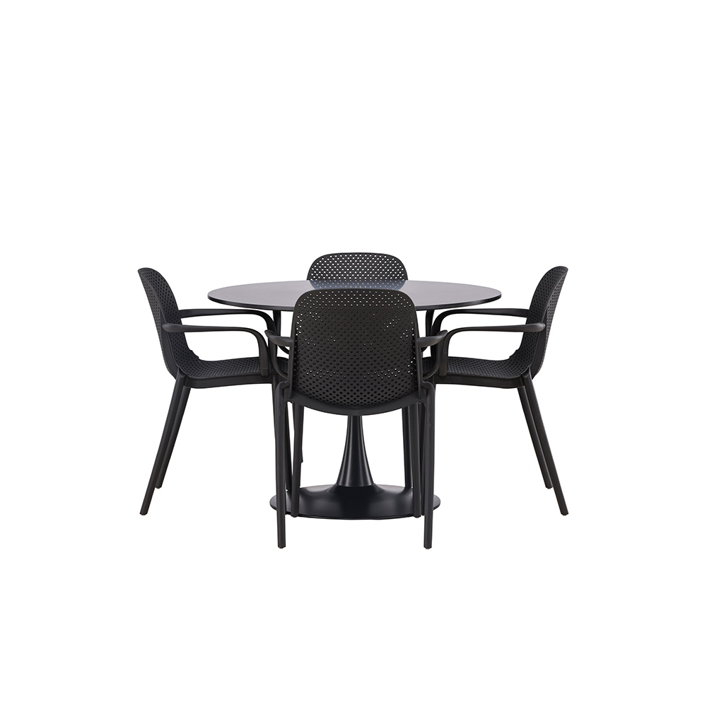 Matgrupp Venture Home Glade Ø 100 cm med 4 Baltimore Stolar