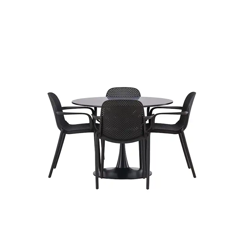 Matgrupp Venture Home Glade Ø 100 cm med 4 Baltimore Stolar