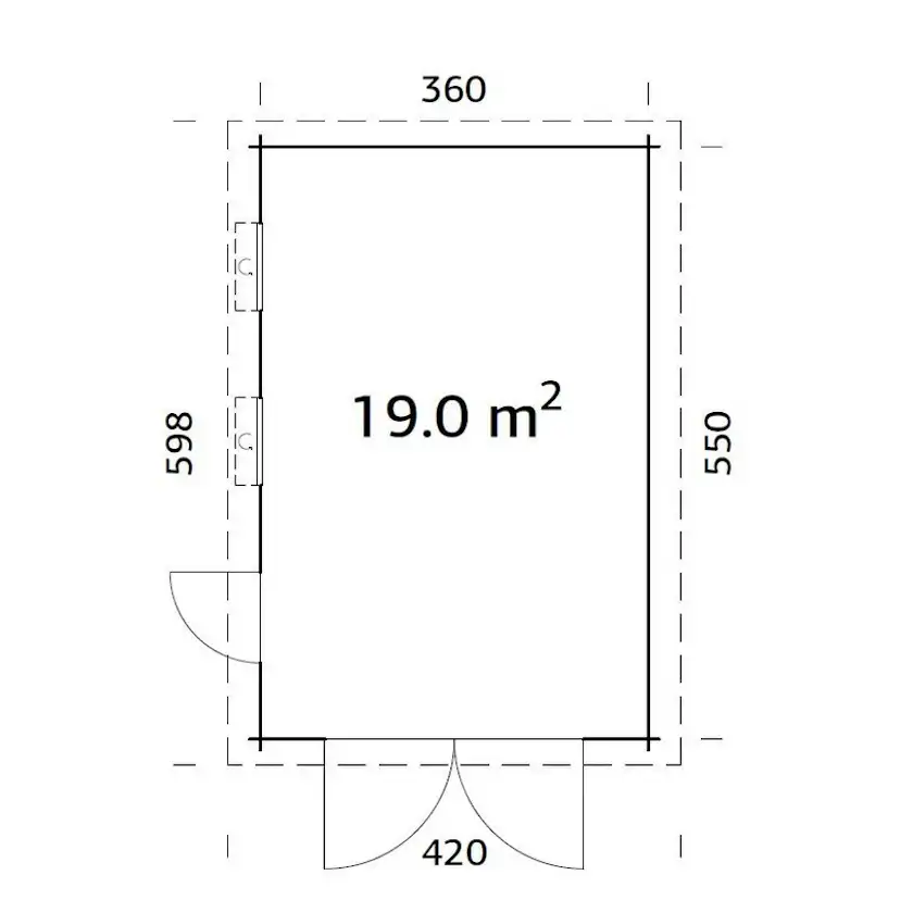 Rasmus 19,0 m2 mit Holztor PNT7042W2 Ljusgrå/Vit