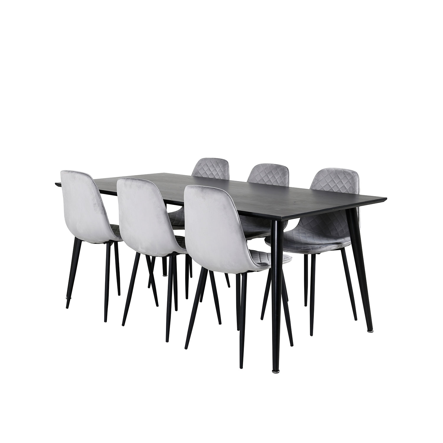 Dipp Dining Table - 180*90cm - Black Veneer / all black legs Mörkgrå