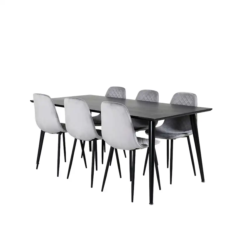 Dipp Dining Table - 180*90cm - Black Veneer / all black legs Mörkgrå