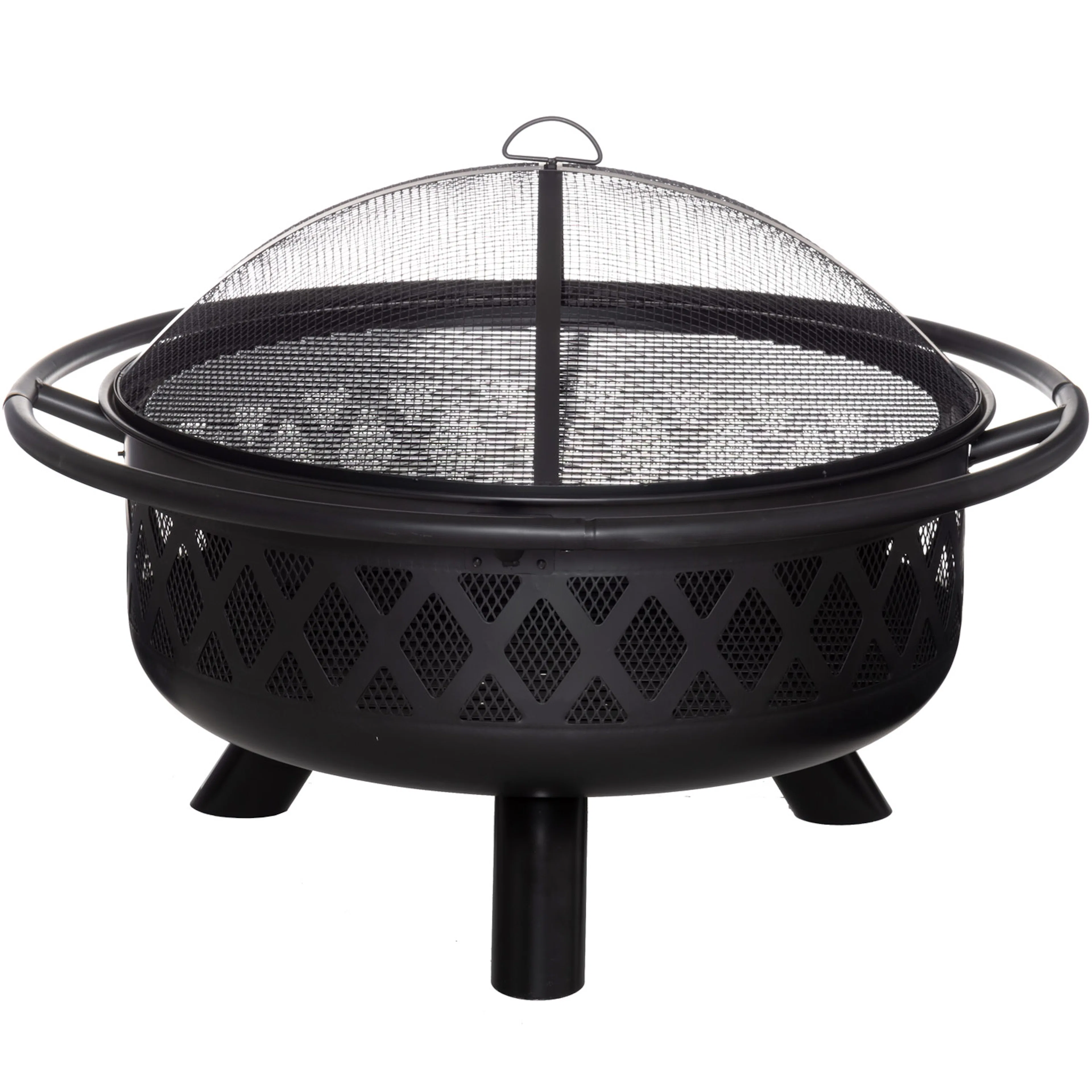 Eldstad Mustang Livingston Utomhus Eldfat 74cm med Gnistskydd och Grillgaller