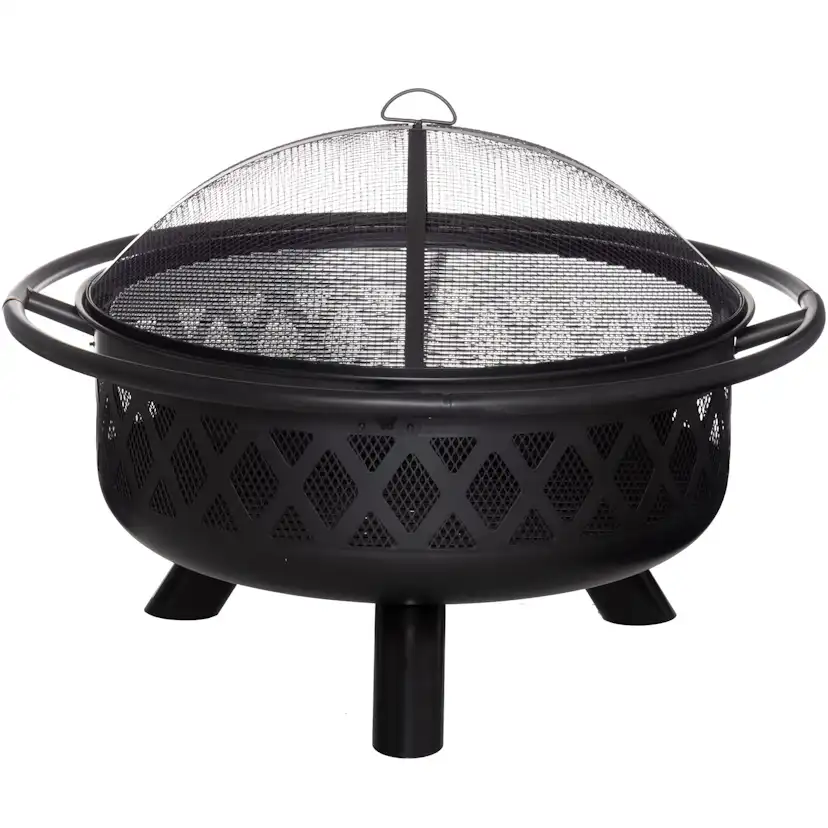 Eldstad Mustang Livingston Utomhus Eldfat 74cm med Gnistskydd och Grillgaller