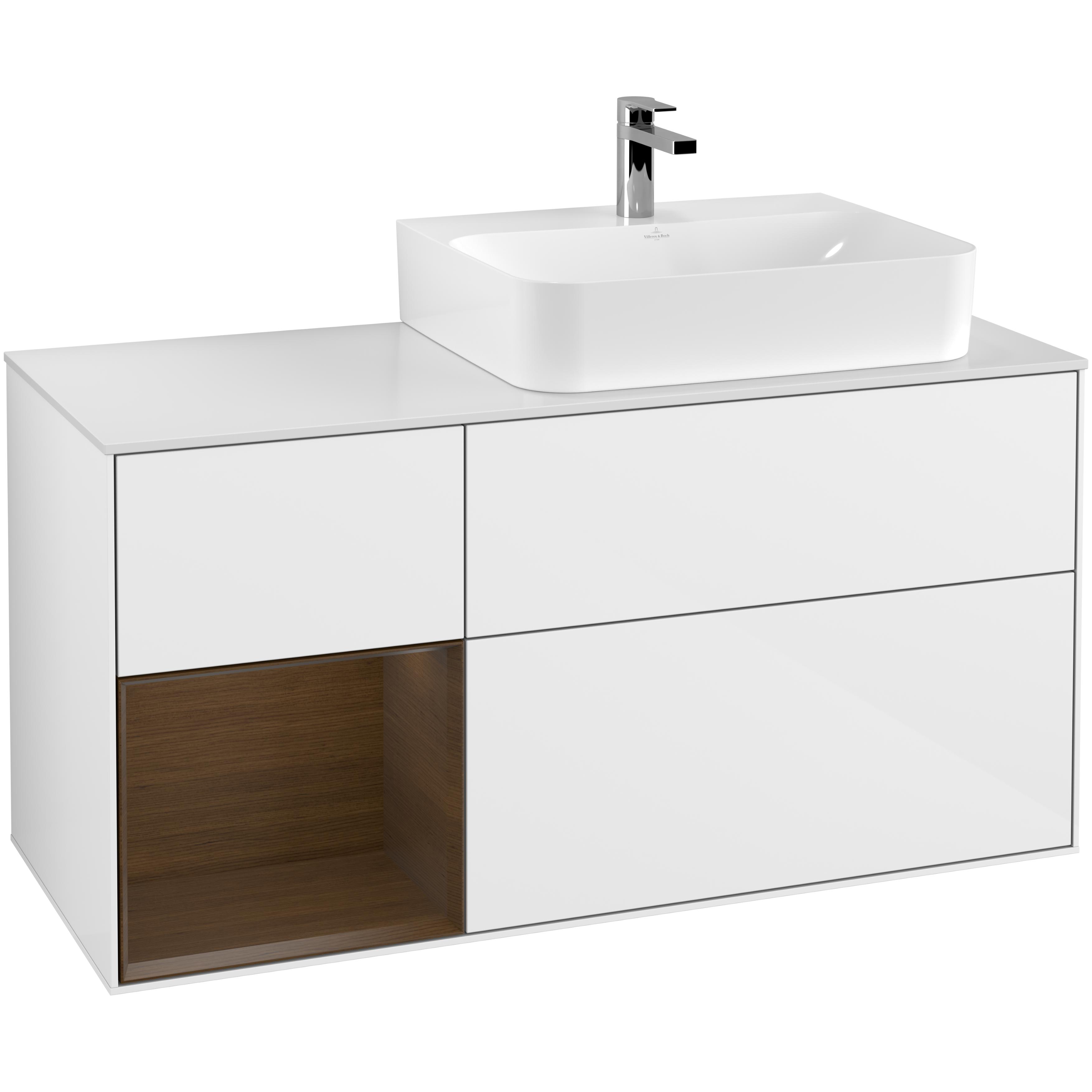 Tvättställsskåp Villeroy & Boch Finion med 3 Lådor Hylla och Bänkskiva för Ocentrerat Tvättställ