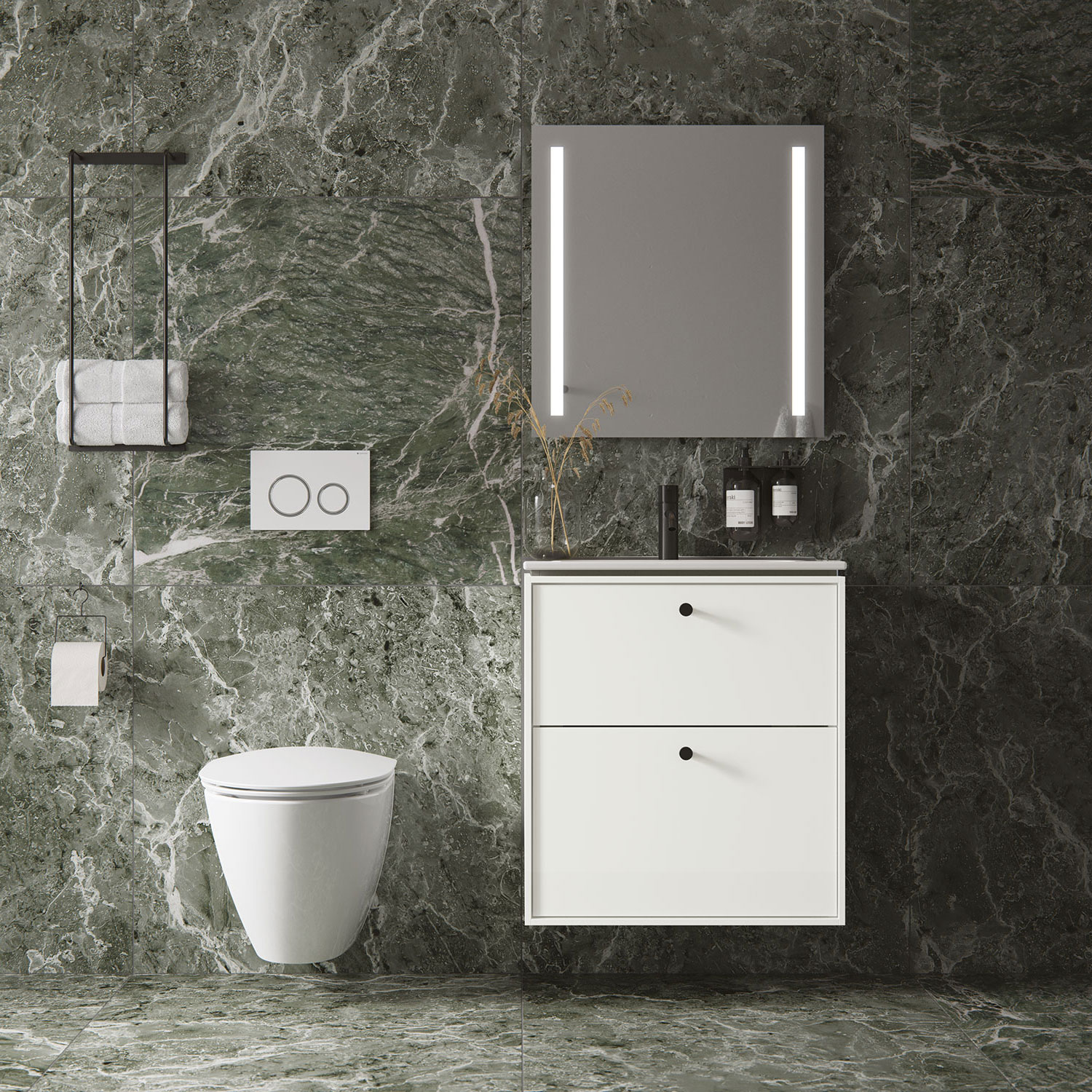 Tvättställsskåp Ifö Sense Art Smal Design 60 med 2 Lådor