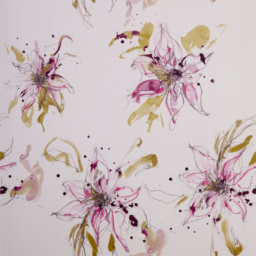 Tapet Mimou Poinsettia Green/Lilac