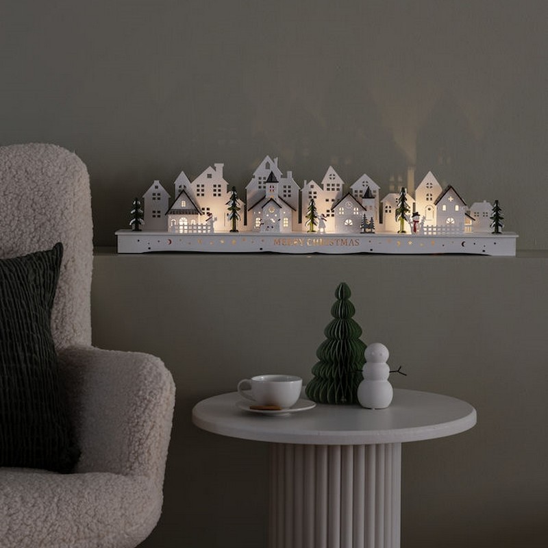 Siluett Gnosjö Konstsmide Motiv Hus Trä 10 LED