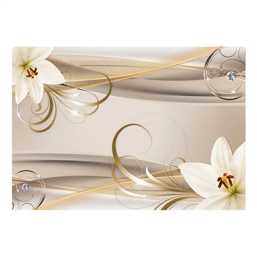 Fototapet Arkiio Självhäftande Lilies And The Gold Spirals
