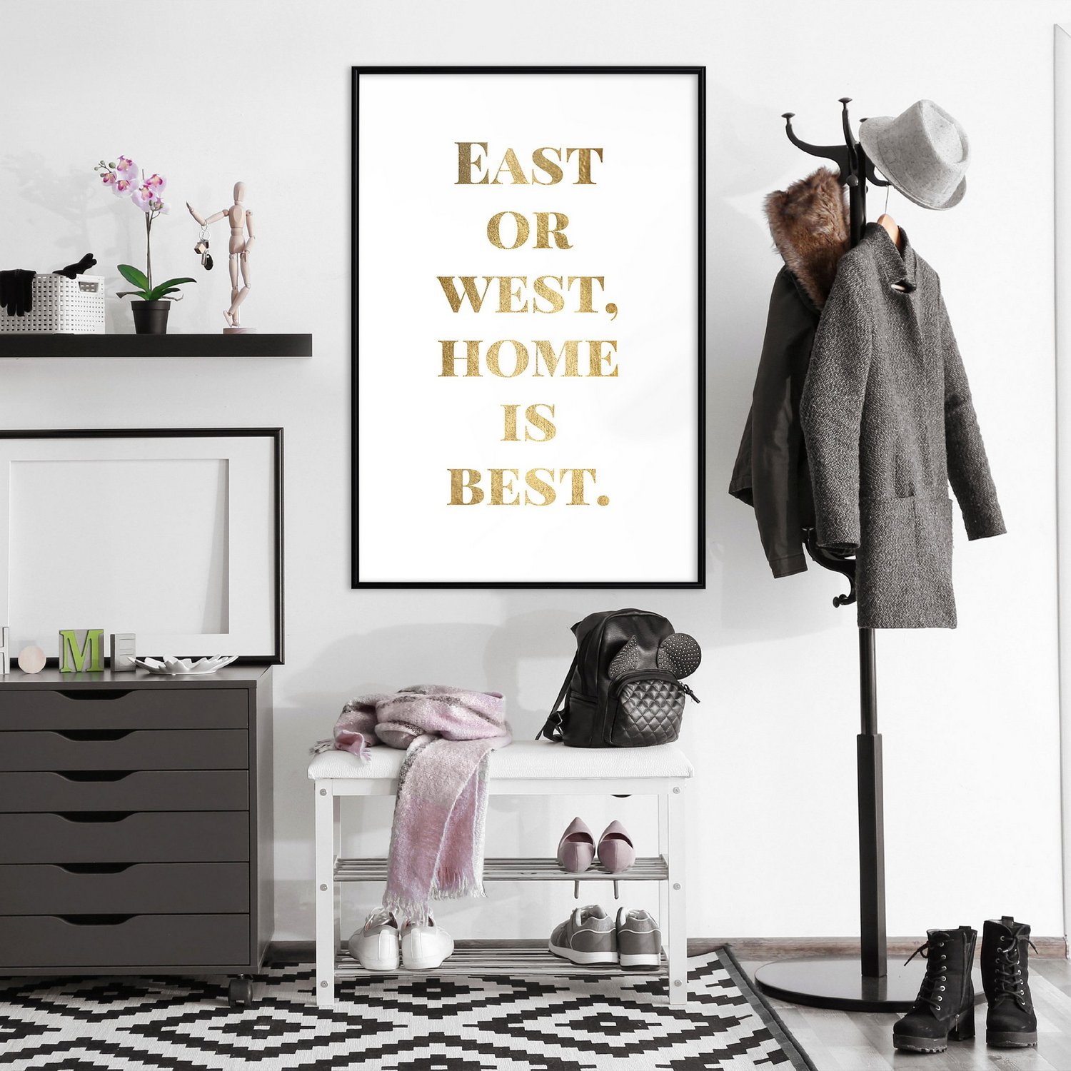 Poster Artgeist Affisch Gold Home Is Best