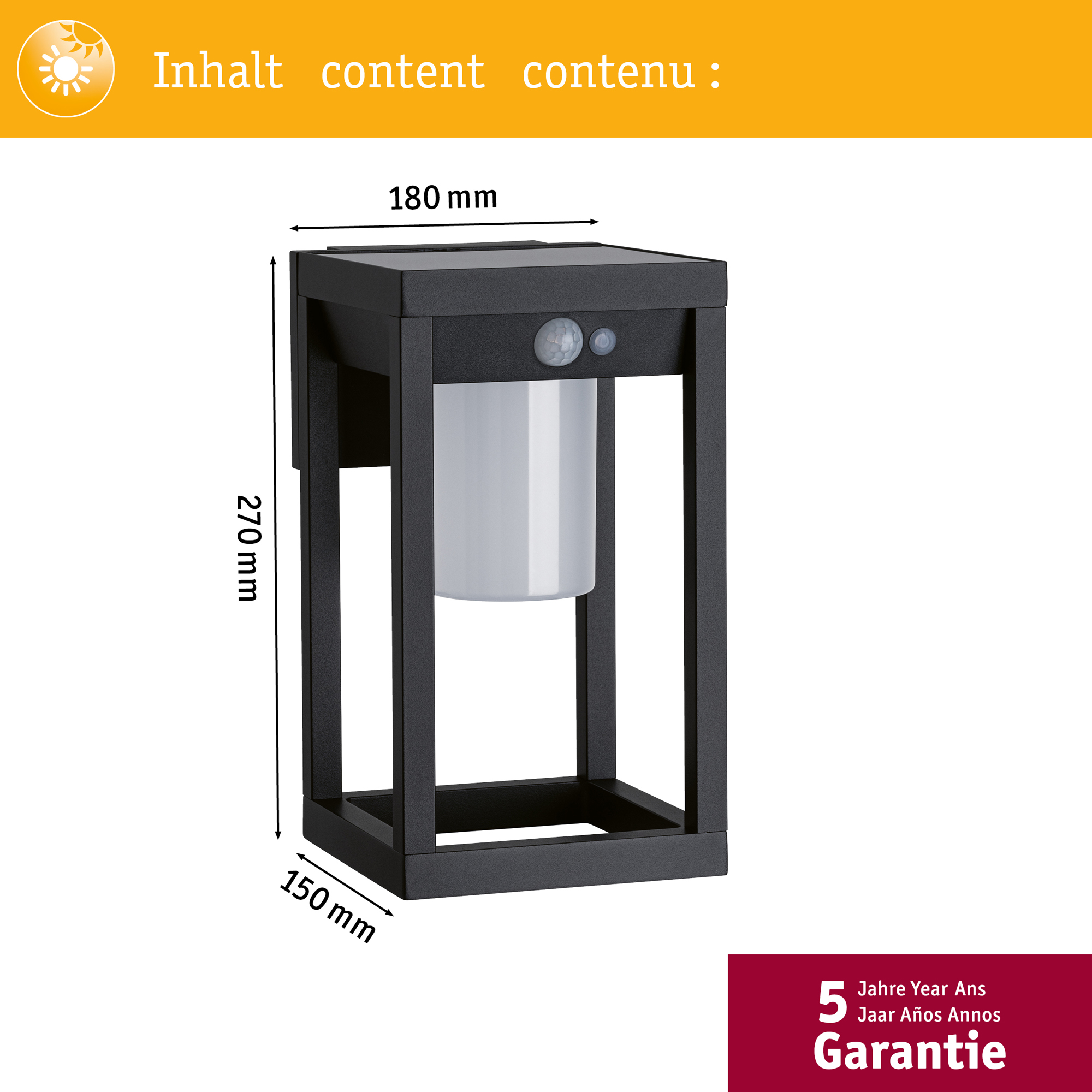 Fasadbelysning Solcell Paulmann Marisol LED med Rörelsesensor IP44