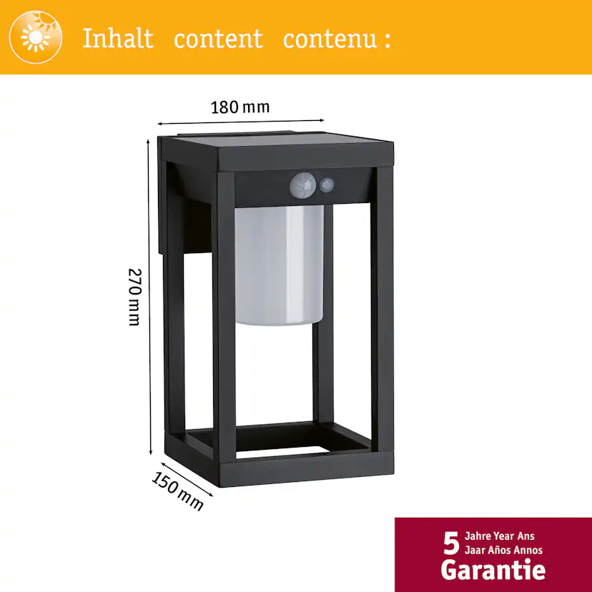 Fasadbelysning Solcell Paulmann Marisol LED med Rörelsesensor IP44