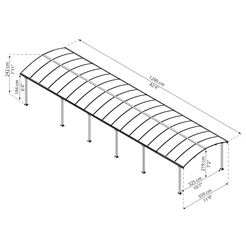 Dubbel Carport Canopia by Palram Arcadia I Metall 3,6x13 m