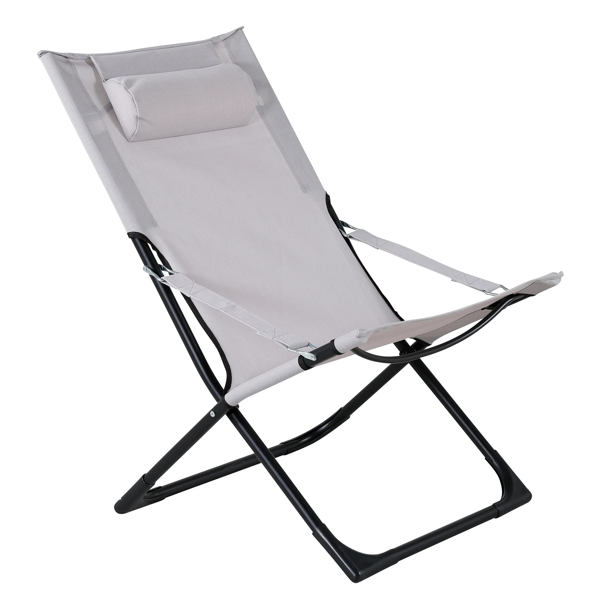 Seville Foldable relax chair - black frame/Grey cushion Svart/Grå